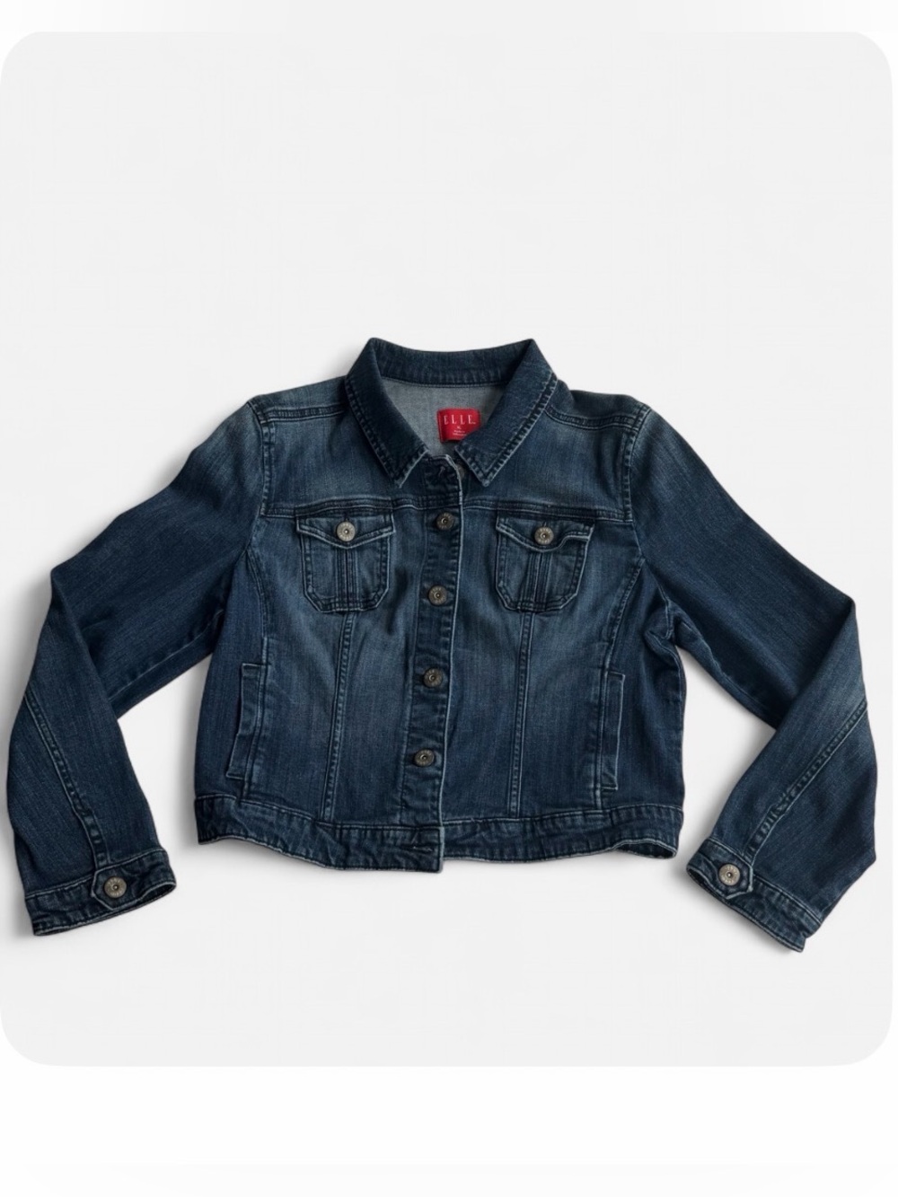 Vintage Y2K ELLE Dark Wash Denim Jacket with a cropped fit